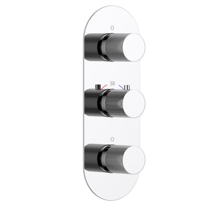 3-Control Thermostatic Shower Valve Trim Kit with Knurled Brass Handles PH1053X01