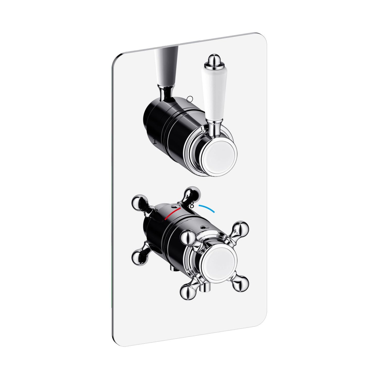 2-Control Neoclassical Thermostatic Shower Trim Kit with Cross and Lever Handles PH1552X01