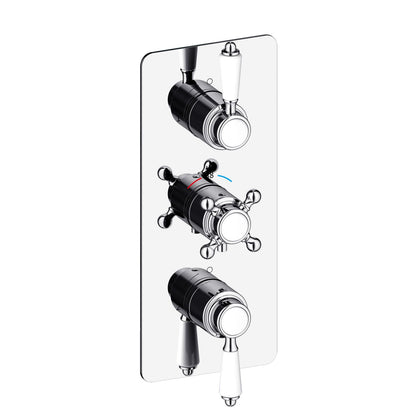 3-Control Neoclassical Thermostatic Shower Trim Kit with Cross and Lever Handles PH1553X01