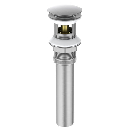 PW0001 Brushed Nickel cUPC-certified brass pop-up drain with overflow