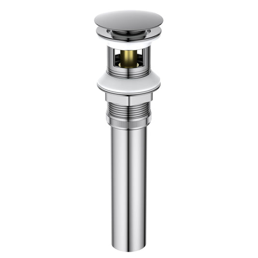 PW0001 Chrome cUPC-certified brass pop-up drain with overflow