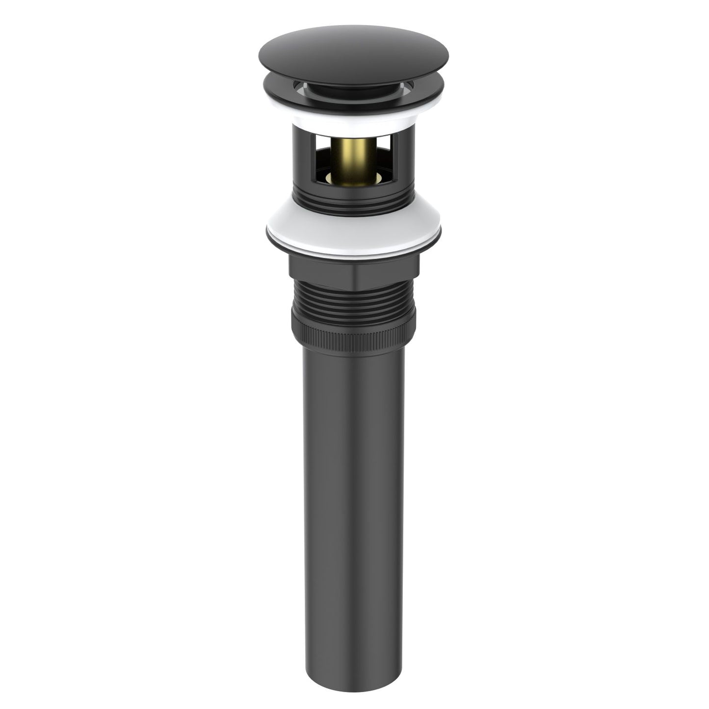 PW0001 Matte Black cUPC-certified brass pop-up drain with overflow