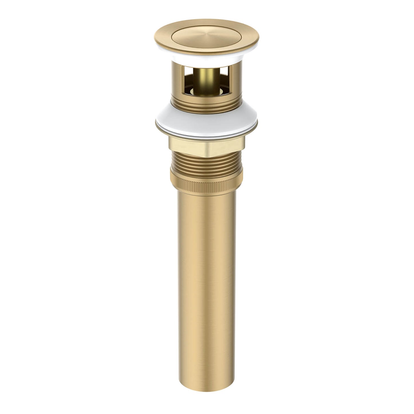 PW0003 brushed brass cUPC brass pop-up drain with compact push cover