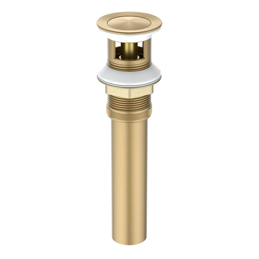 PW0003 brushed brass cUPC brass pop-up drain with compact push cover