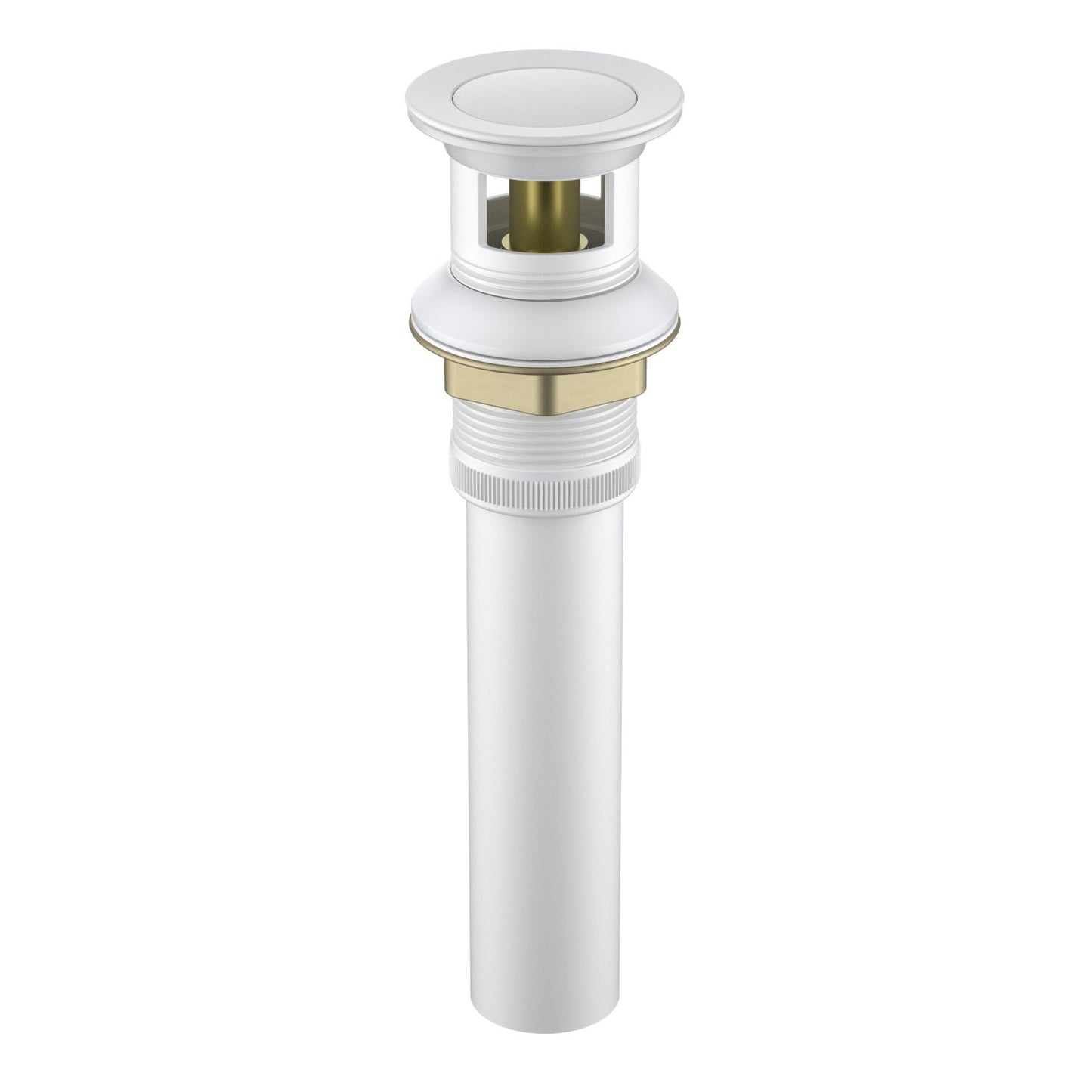 PW0003 matte white cUPC brass pop-up drain with compact push cover