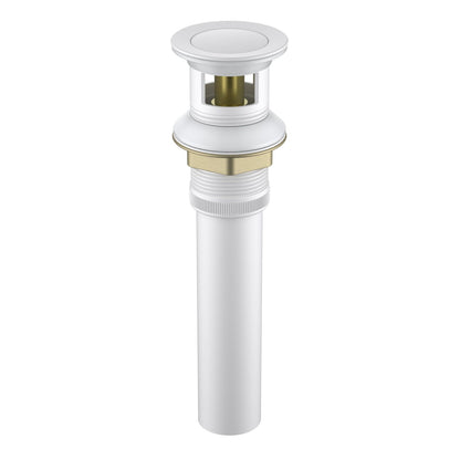PW0003 matte white cUPC brass pop-up drain with compact push cover
