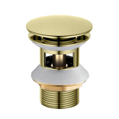 PW0005 polished gold brass pop-up drain with overflow without tailpiece