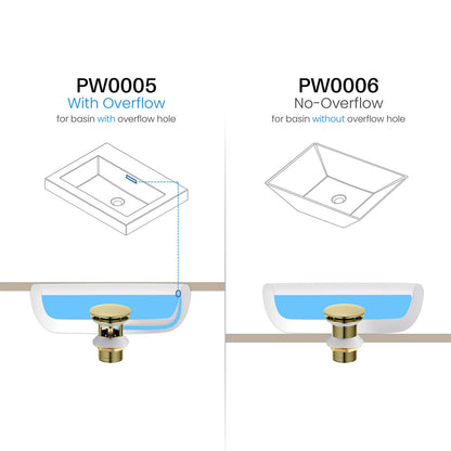 Aquavit Pop-Up Big cover Bathroom Sink Drain without over-flow PW0006