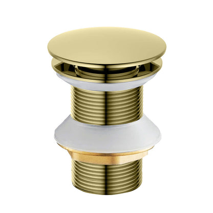 PW0006 polished gold brass pop-up drain without overflow or tailpiece