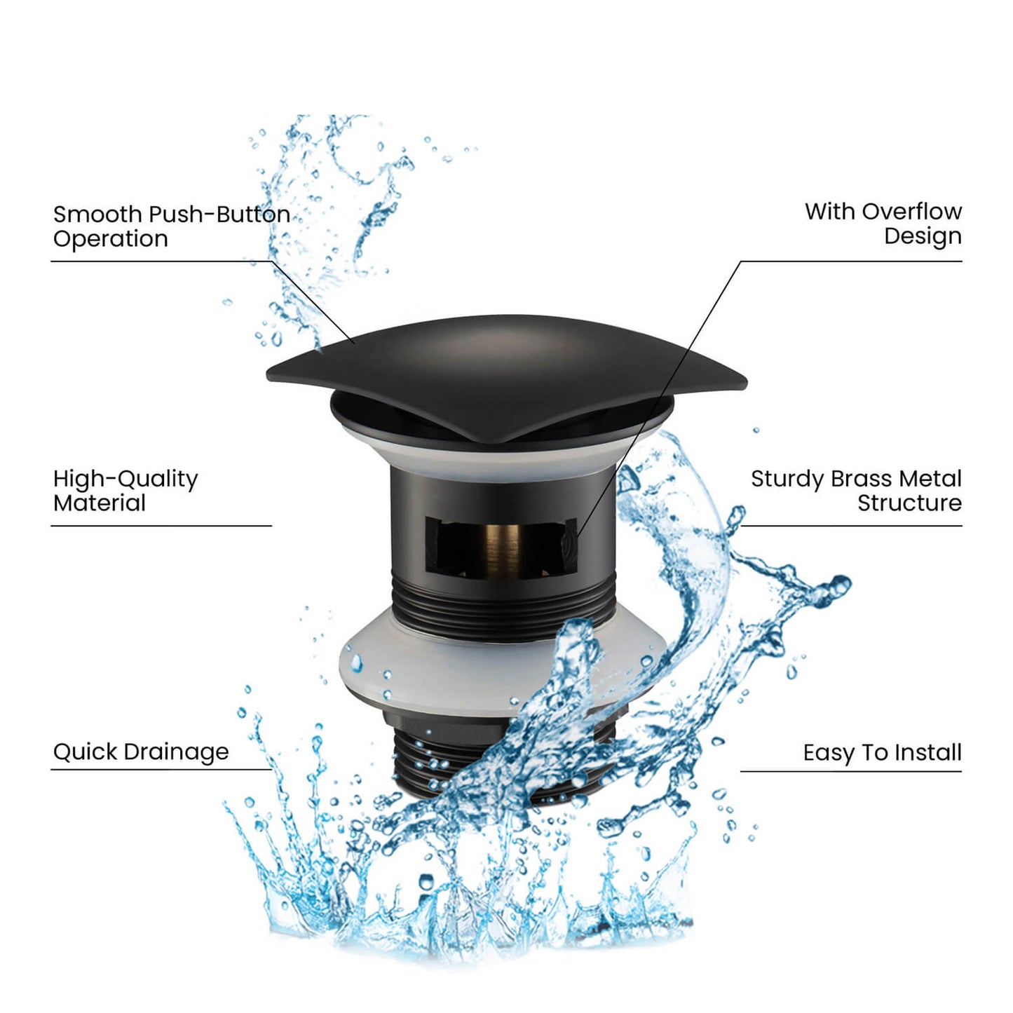 Square cap Pop-Up Waste Trap Without Overflow PW0009