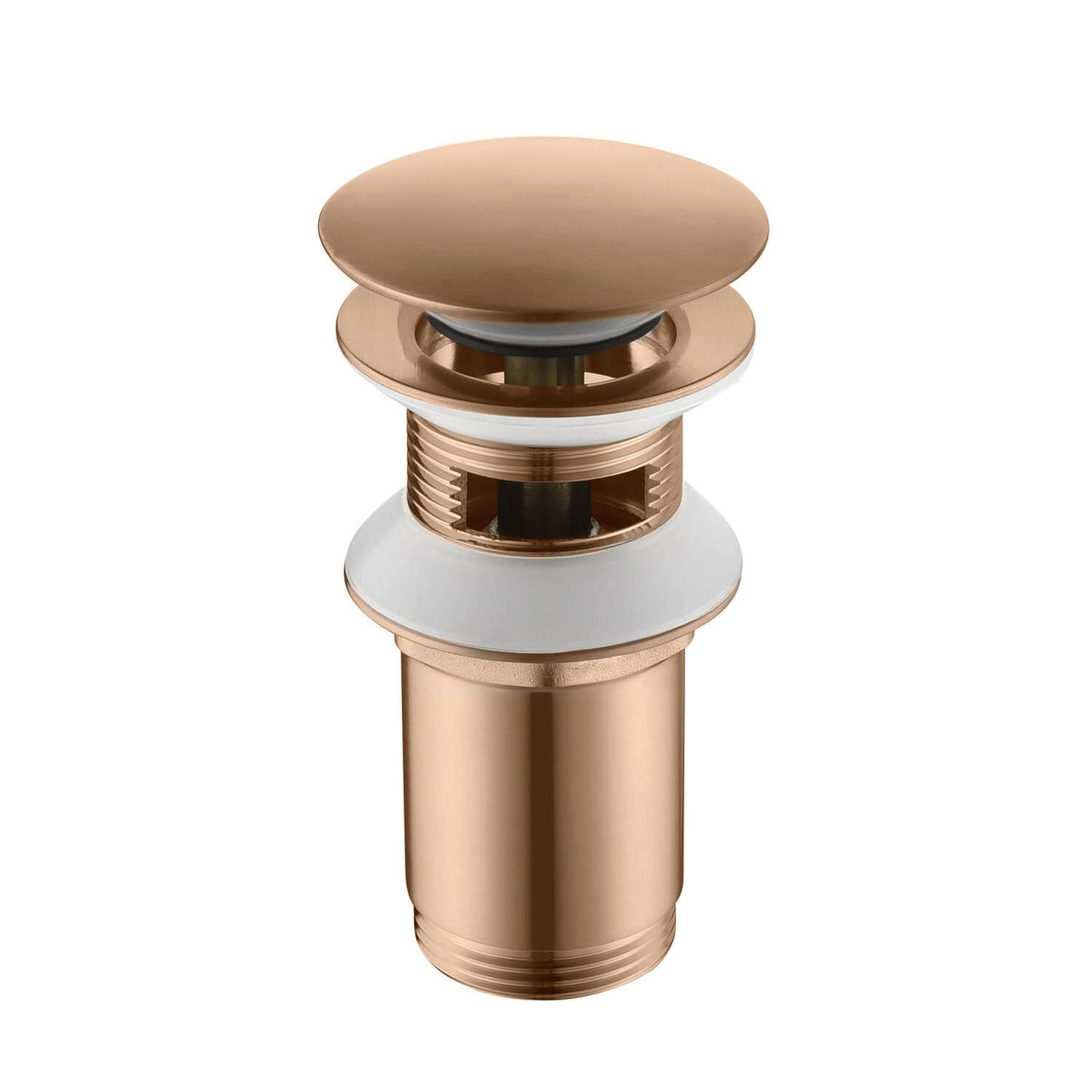 PW0010 brushed Rose Gold universal brass pop-up drain for sinks with or without overflow