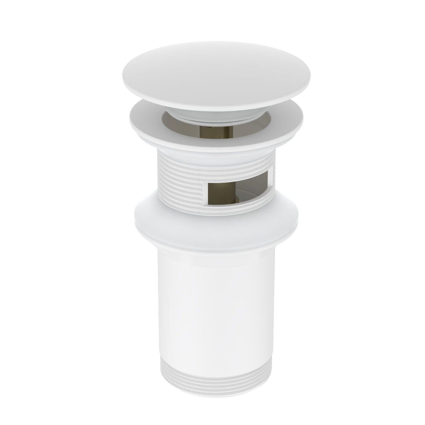 PW0010 Matte White universal brass pop-up drain for sinks with or without overflow