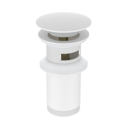 PW0010 Matte White universal brass pop-up drain for sinks with or without overflow