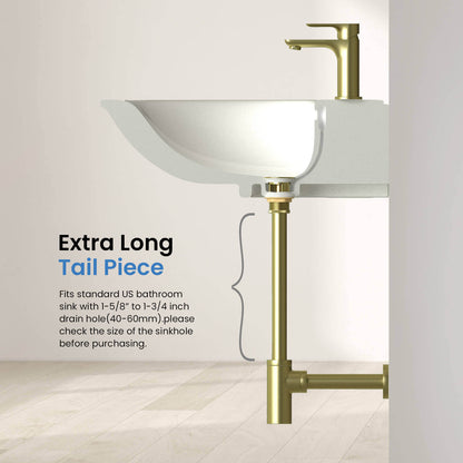 Aquavit Brass Pop-Up Drain Waste Trap With overflow 30cm Stainless pipe PW0018