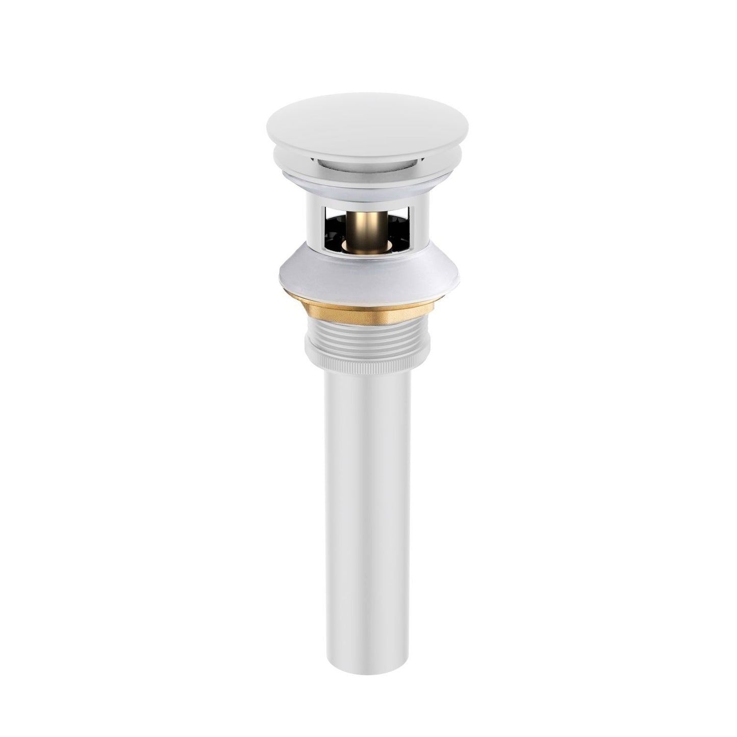 PW01 matte white brass pop-up drain with overflow