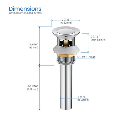 Brass Pop up waste with overflow PW03