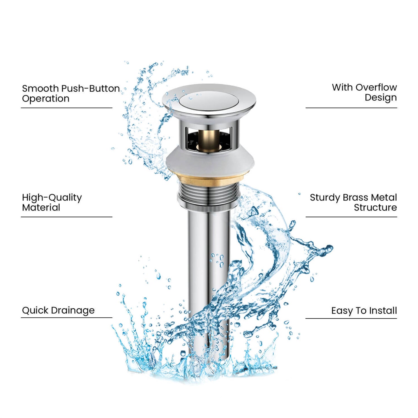 Brass Pop up waste with overflow PW03