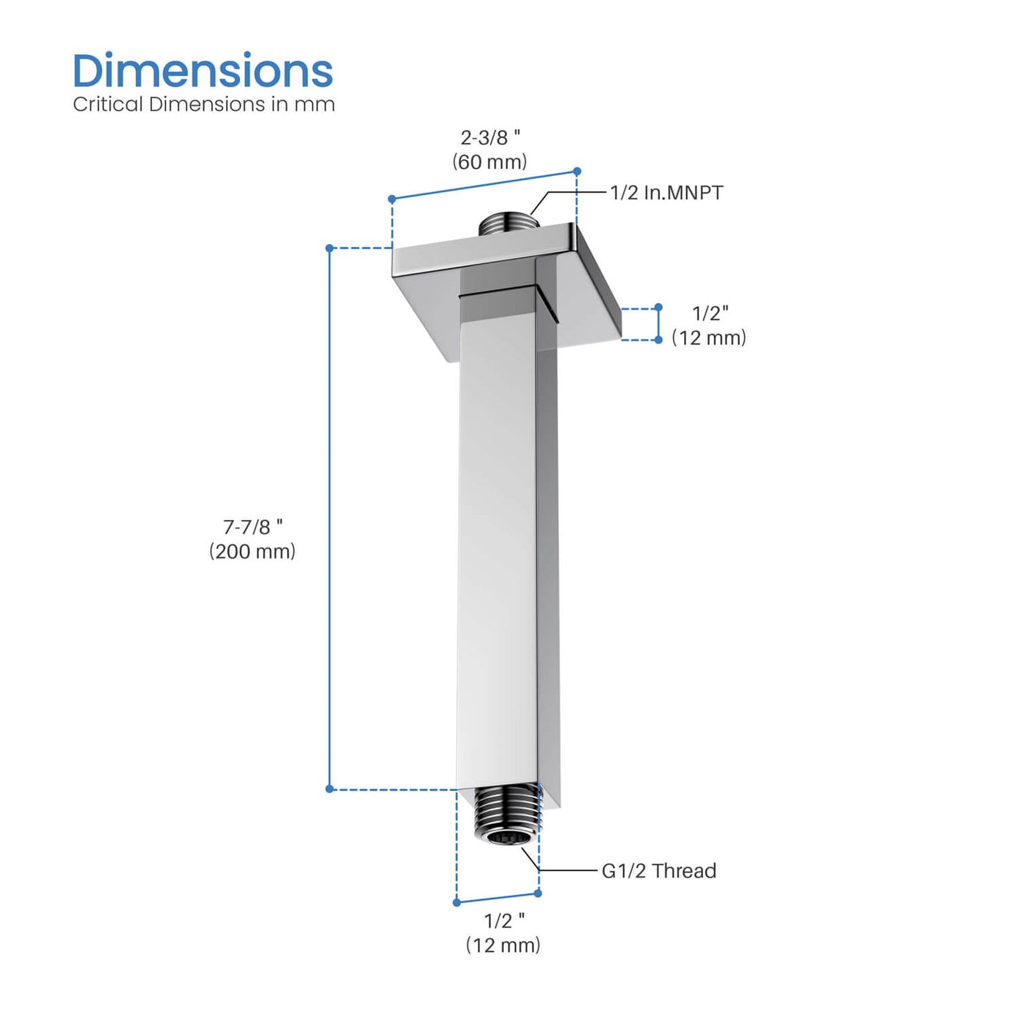 Ceiling Mounted Shower Arm for Luxurious Rain Showers SAB2002