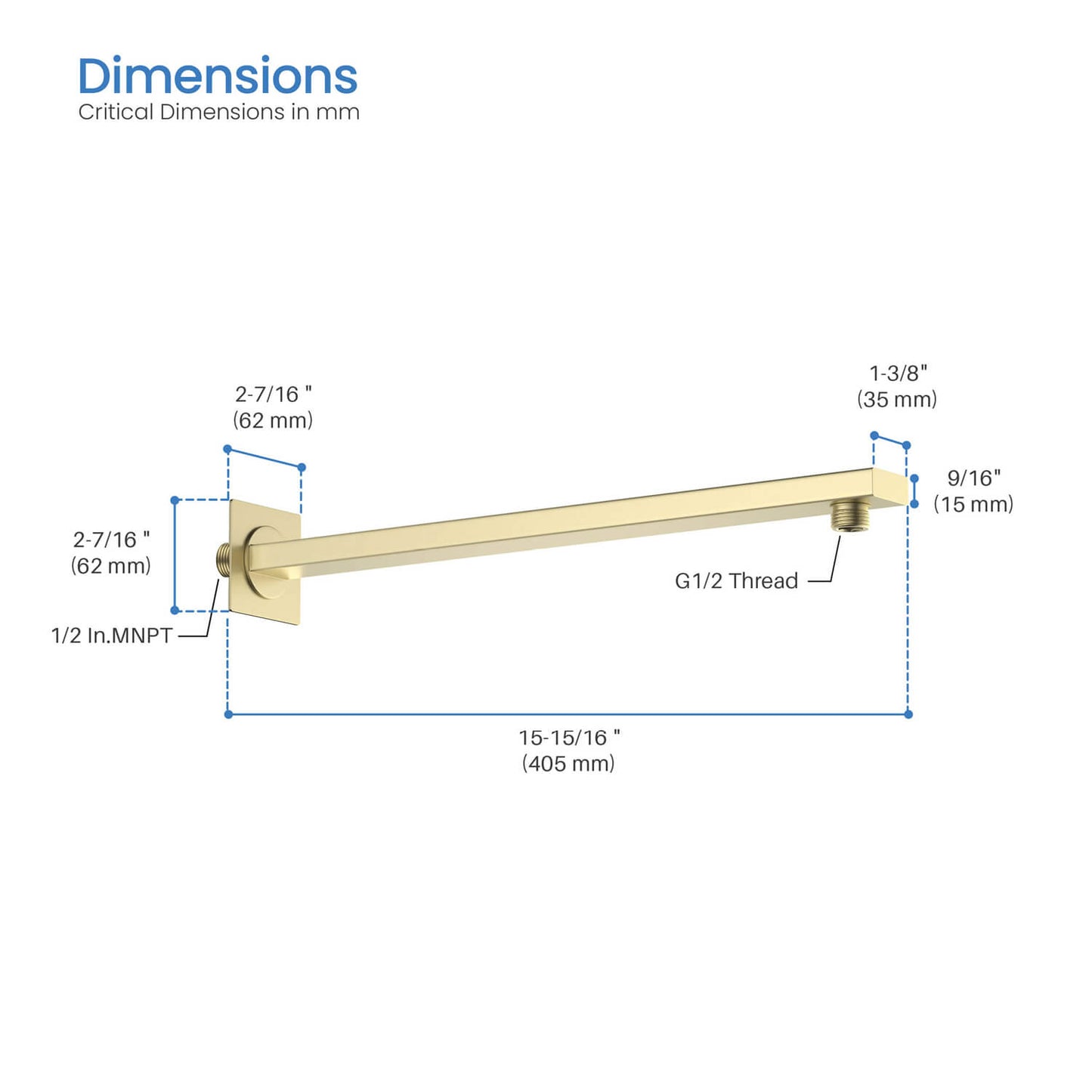 Rust-Resistant SUS304 Shower Arm for wall Installation SAB4002
