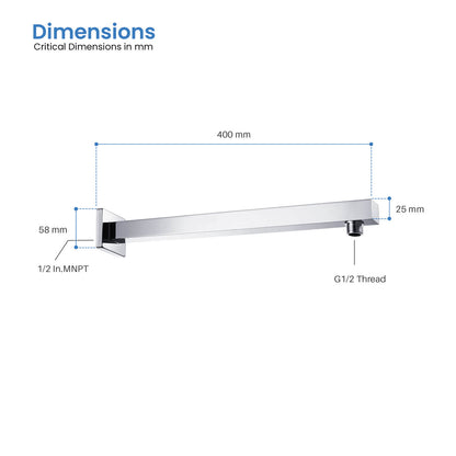 Aquavit 400mm Reach Wall Mount Shower Arm SAB4003