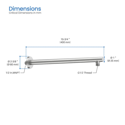 Aquavit Round 400mm Reach Wall Mount Shower Arm SAB4005