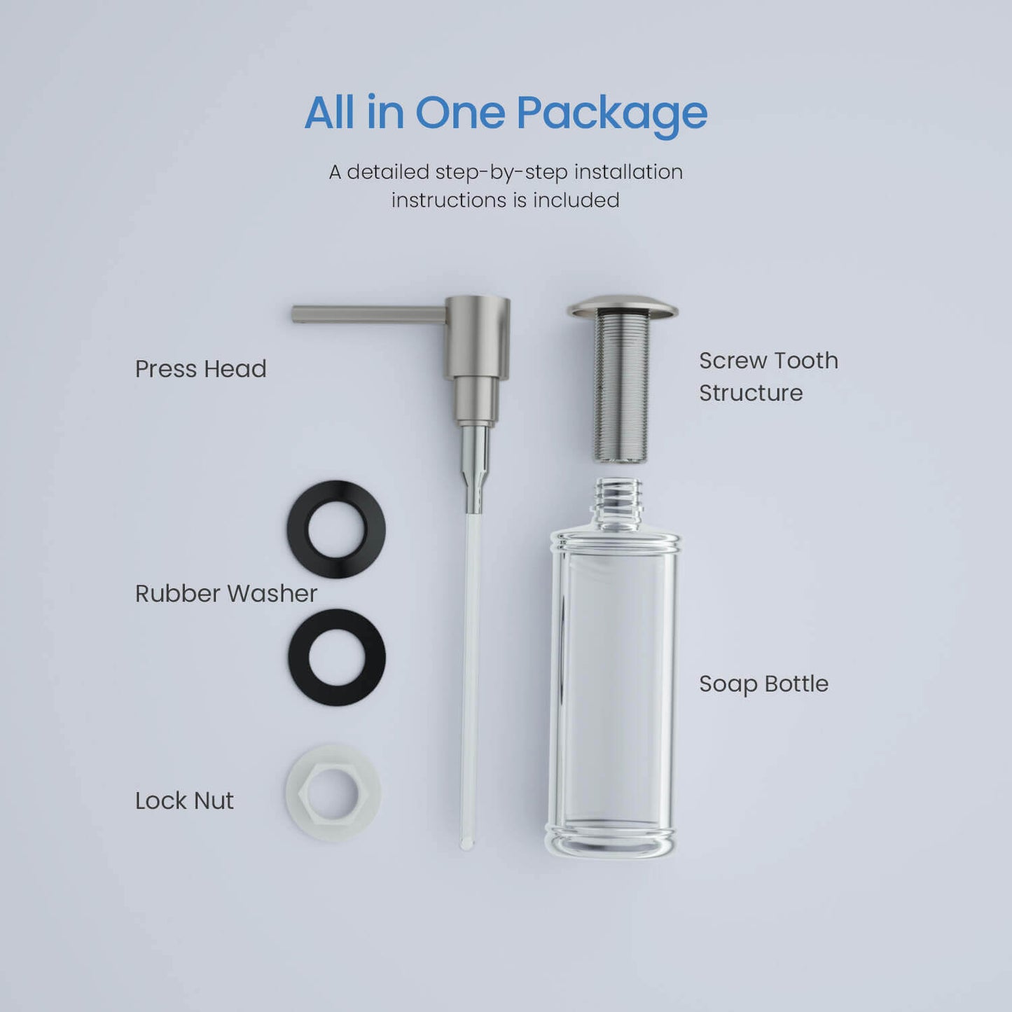 Durable Brass Kitchen Soap Dispenser with Top-Fill Design SD02