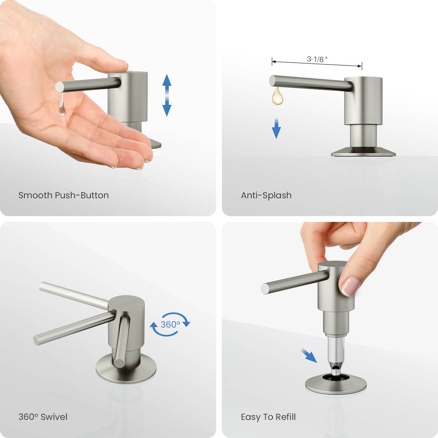 Durable Brass Kitchen Soap Dispenser with Top-Fill Design SD02
