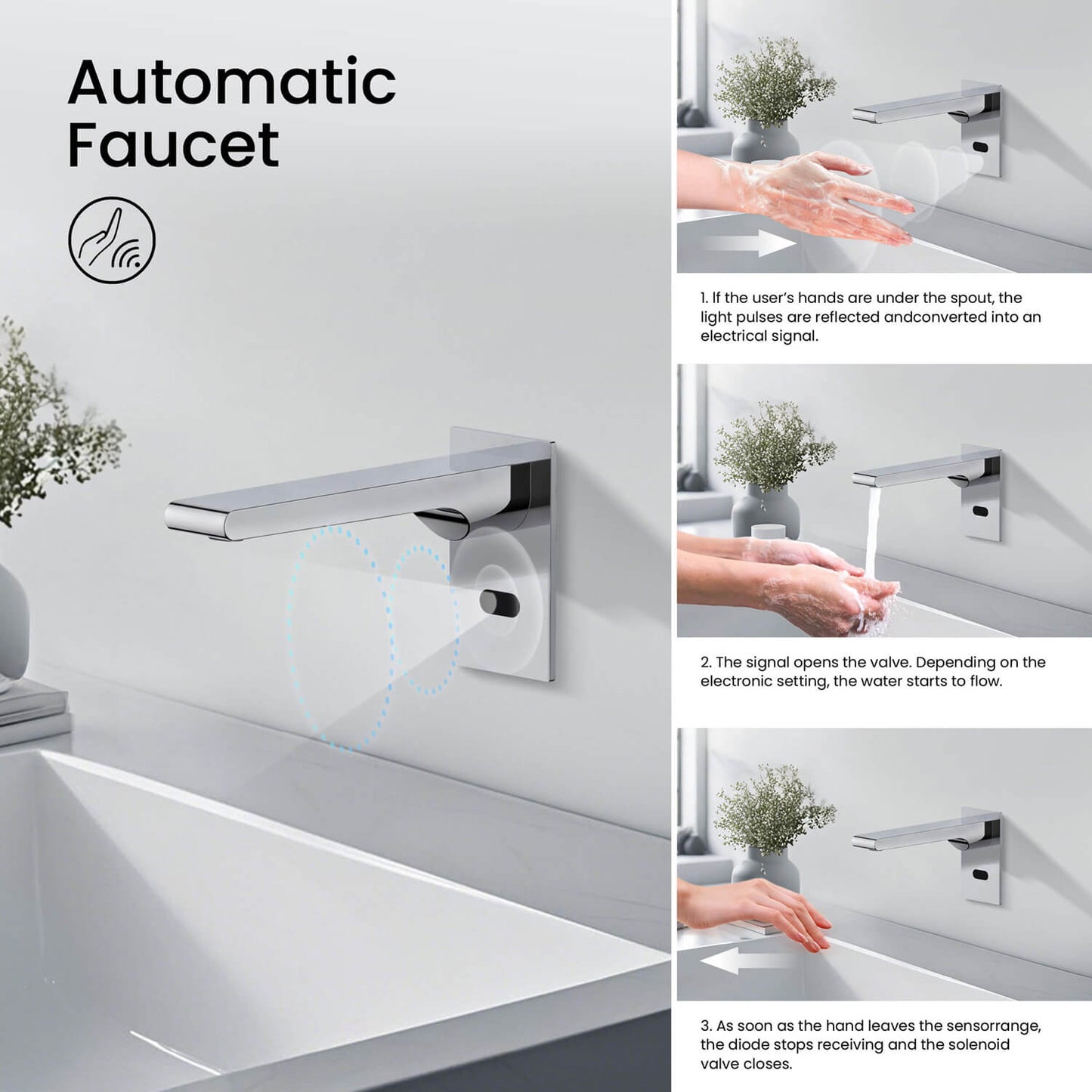 Modern Wall-Mounted Sensor-Activated Faucet with Concealed Design SF0103