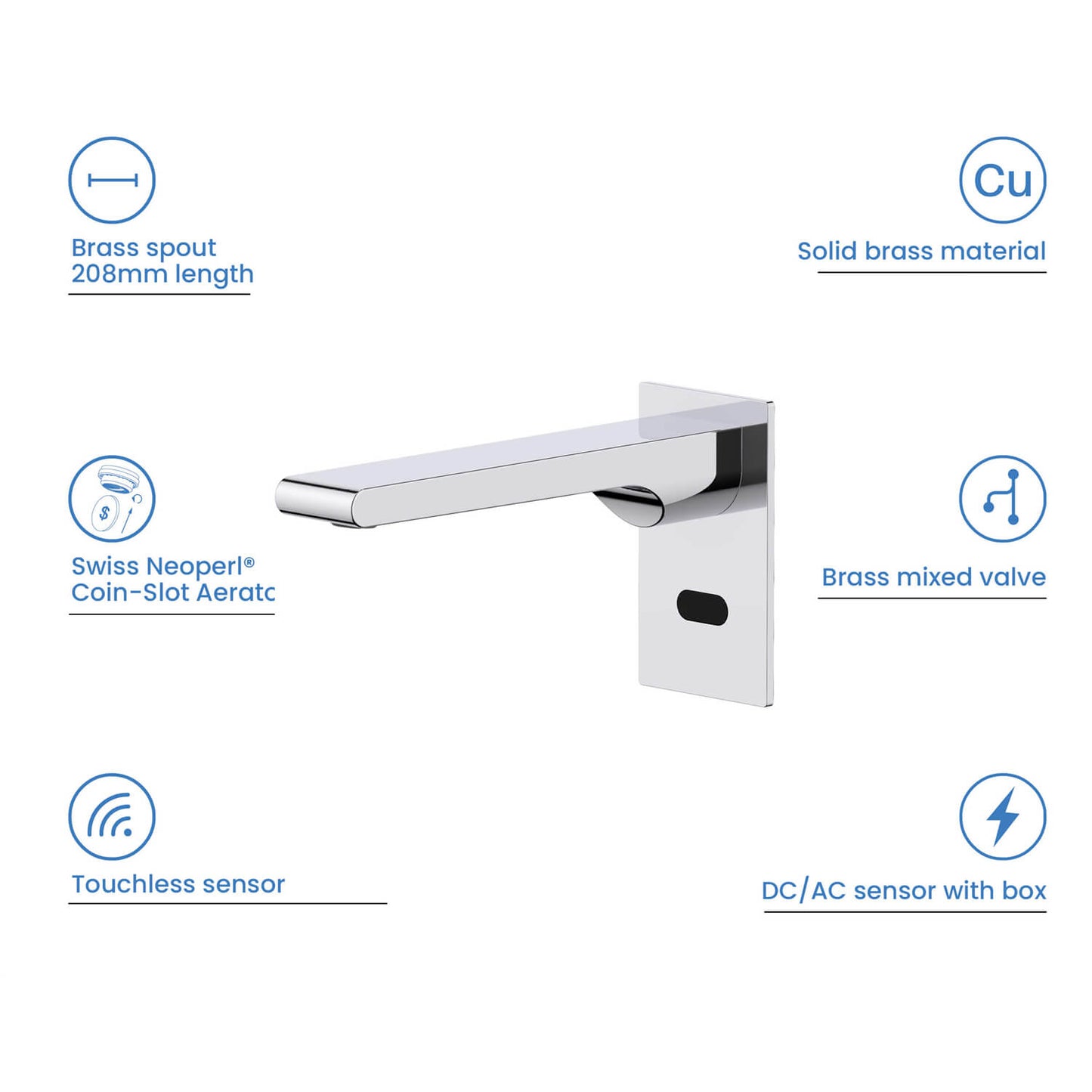 Modern Wall-Mounted Sensor-Activated Faucet with Concealed Design SF0103