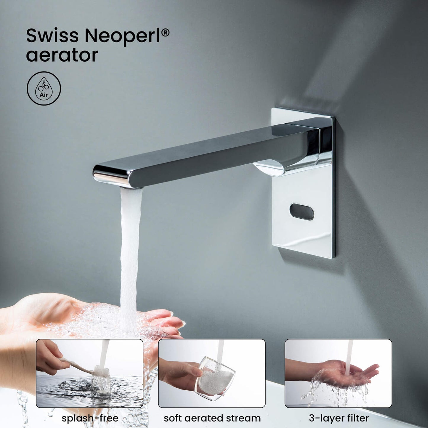 Modern Wall-Mounted Sensor-Activated Faucet with Concealed Design SF0103