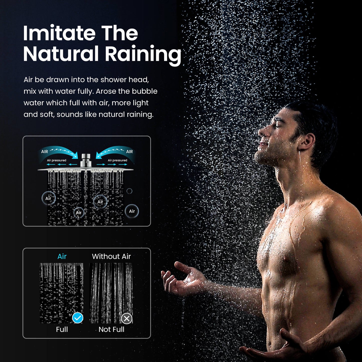 Square Sus304 shower head SHA1001