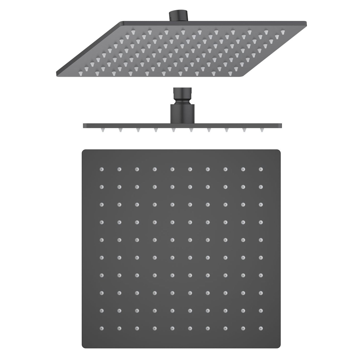 Square overhead shower head with rounded corners and TPR nozzles