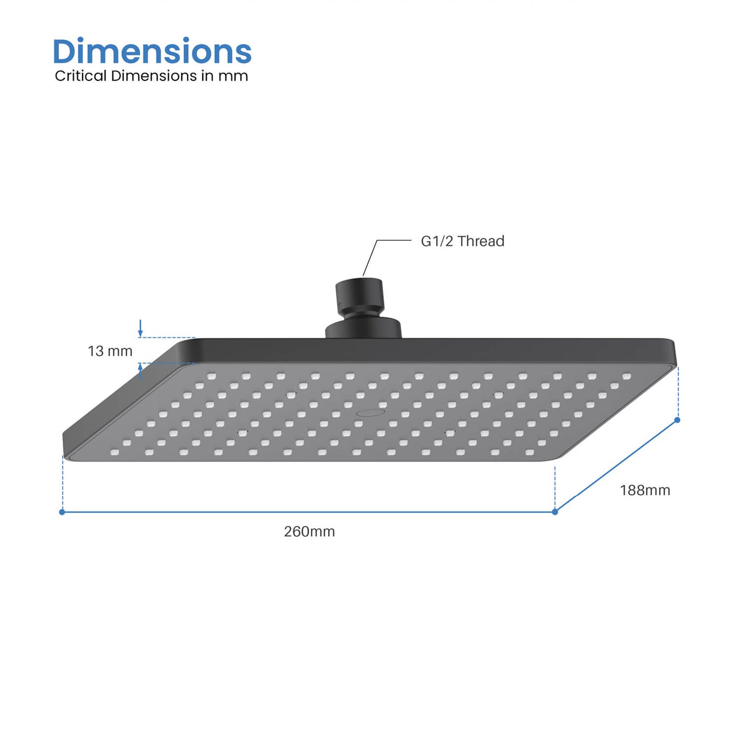 Square 10 inch ABS shower head SHP1001