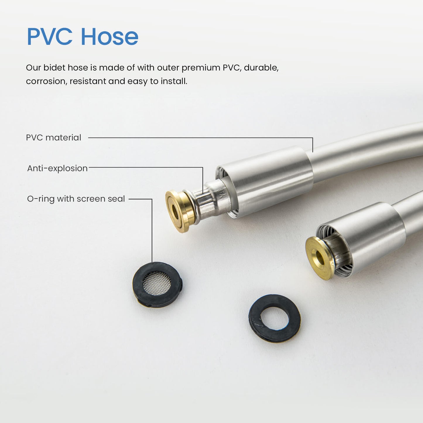 SL1201 chrome 1200 mm anti-twist high-pressure PVC shower hose details