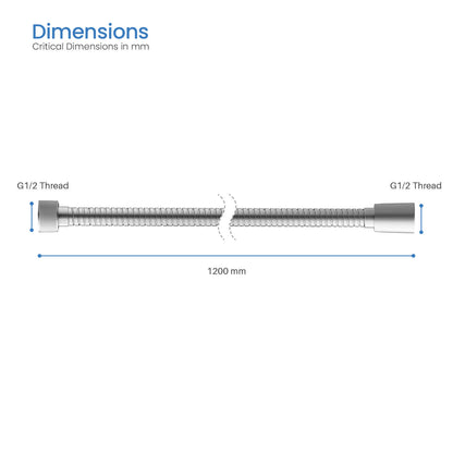 SL1202 chrome 1200 mm high-pressure stainless steel shower hose dimension drawing