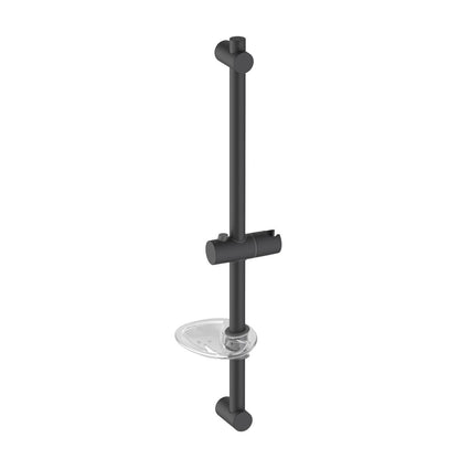 SRS6502 matte black SUS304 slide rail with adjustable hand shower holder and soap dish