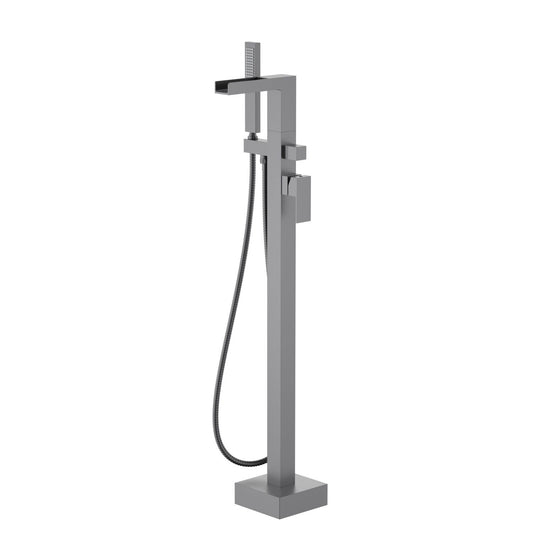 Waterfall design spout Freestanding floor mounted bathtub faucet with tripod base bracket TF0704011