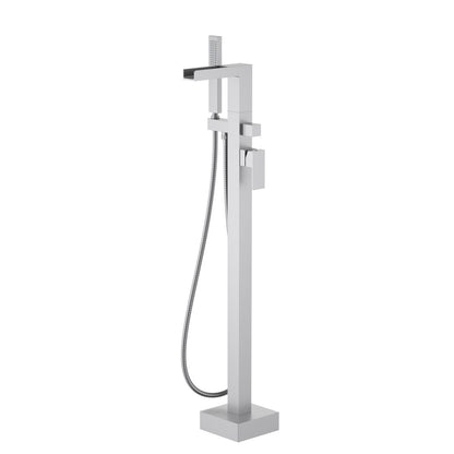 Waterfall design spout Freestanding floor mounted bathtub faucet with tripod base bracket TF0704011