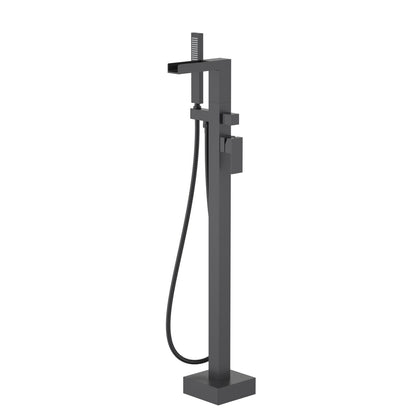 Waterfall design spout Freestanding floor mounted bathtub faucet with tripod base bracket TF0704011