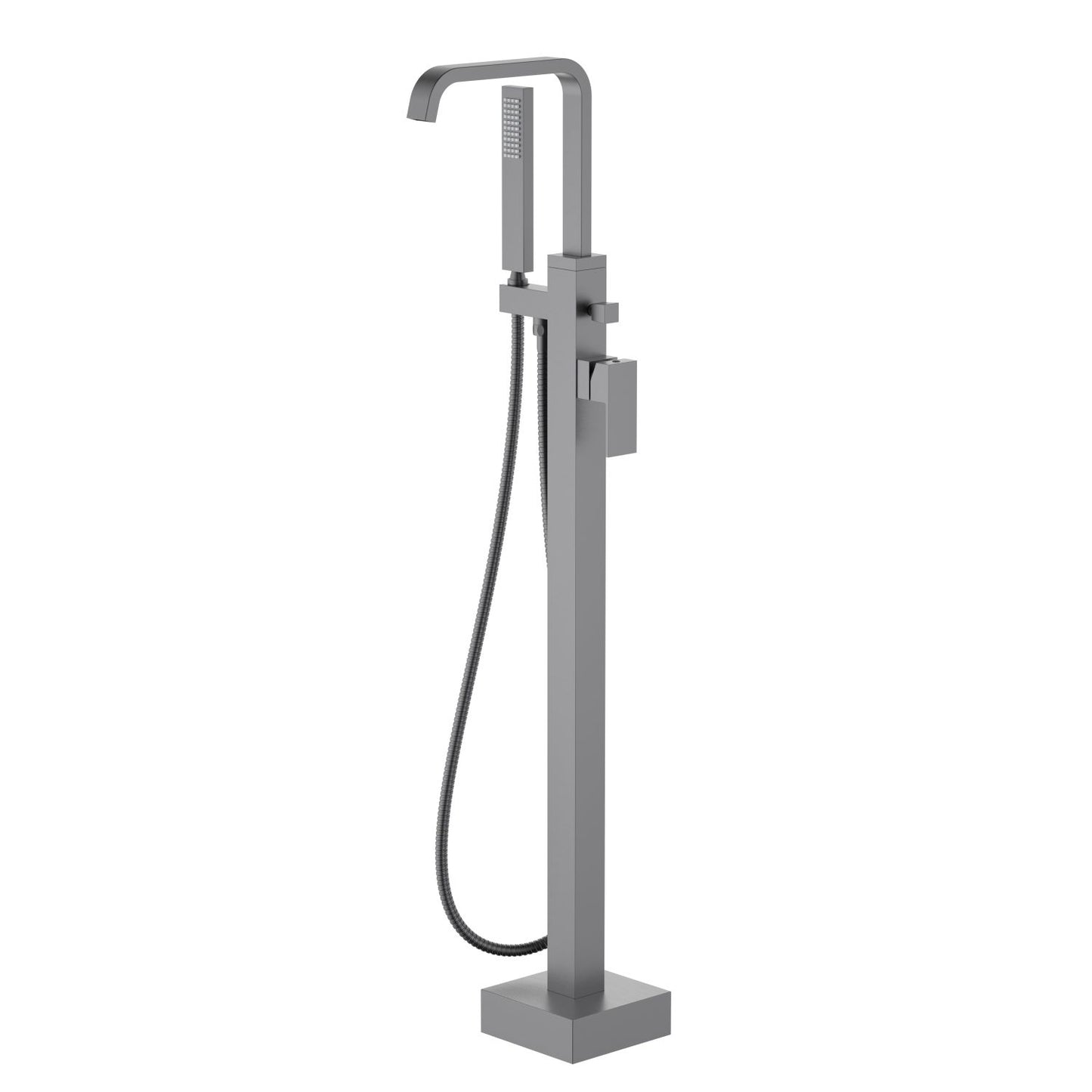 Aquavit Cube Freestanding Tub Faucet with Square Brass Waterfall Spout and Pull-Out Diverter TF0807011