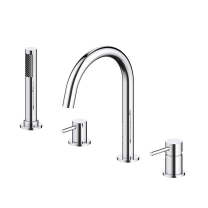 Circular 4-holes Desk mounted Bathtub Faucet with brass hand shower TF0901015
