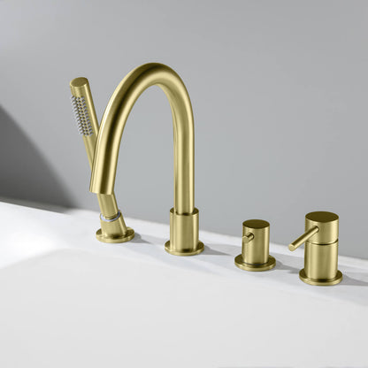 Circular 4-holes Desk mounted Bathtub Faucet with brass hand shower TF0902015