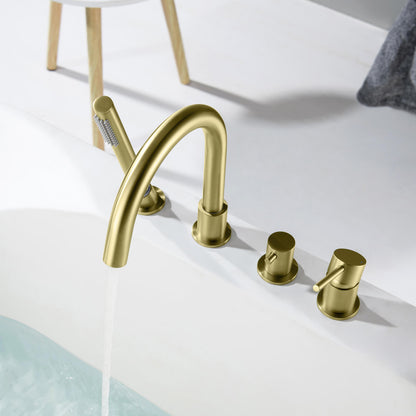 Circular 4-holes Desk mounted Bathtub Faucet with brass hand shower TF0902015