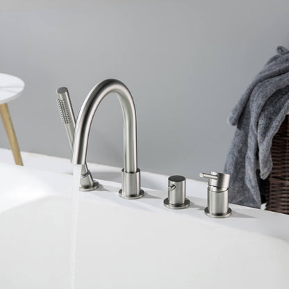 Circular 4-holes Desk mounted Bathtub Faucet with brass hand shower TF0902015