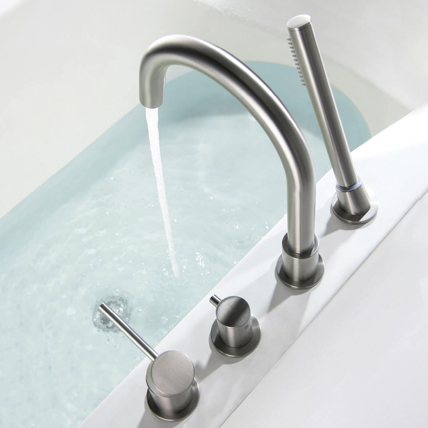 Circular 4-holes Desk mounted Bathtub Faucet with brass hand shower TF0902015
