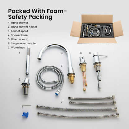 Circular 4-holes Desk mounted Bathtub Faucet with brass hand shower TF0902015