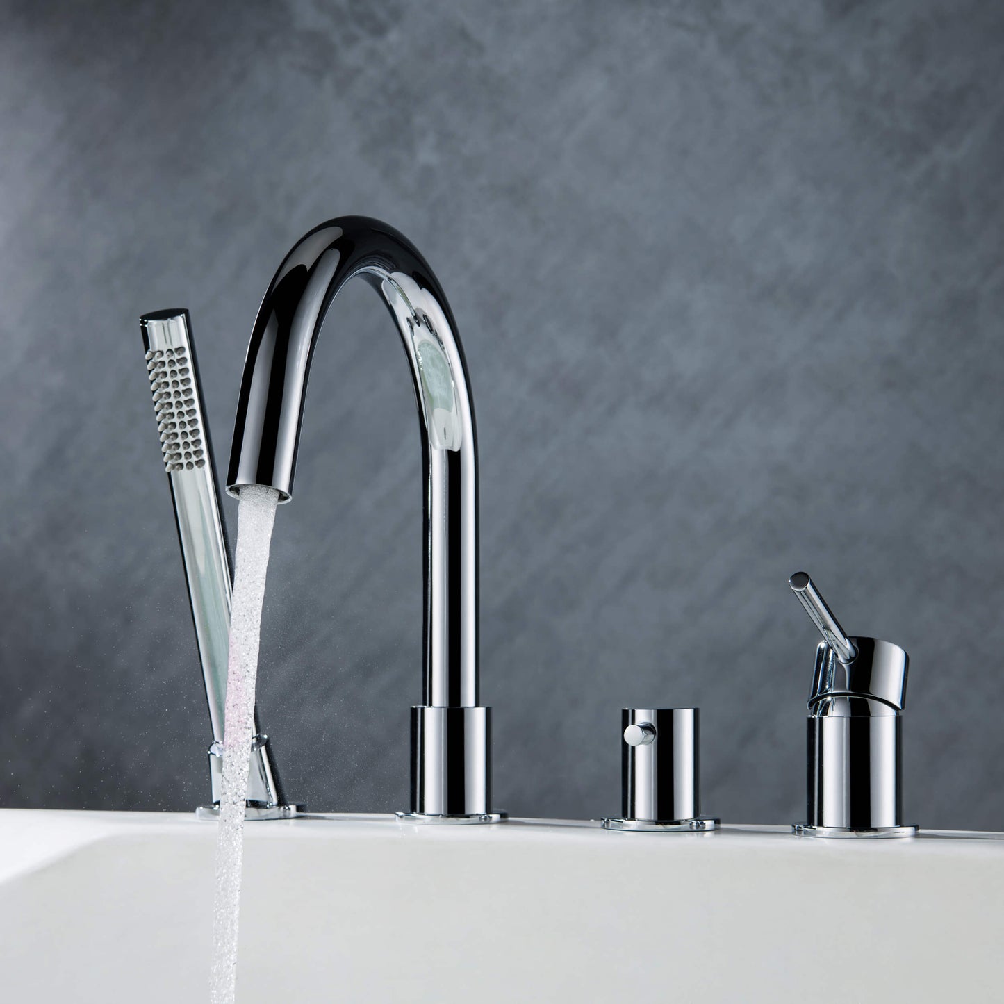 Circular 4-holes Desk mounted Bathtub Faucet with brass hand shower TF0902015