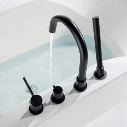 Circular 4-holes Desk mounted Bathtub Faucet with brass hand shower TF0902015