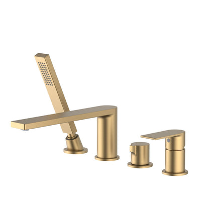 Edge 4-holes Desk mounted Bathtub Faucet with brass hand shower TF1201015