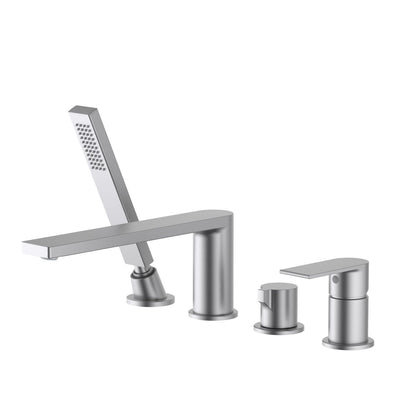 Edge 4-holes Desk mounted Bathtub Faucet with brass hand shower TF1201015